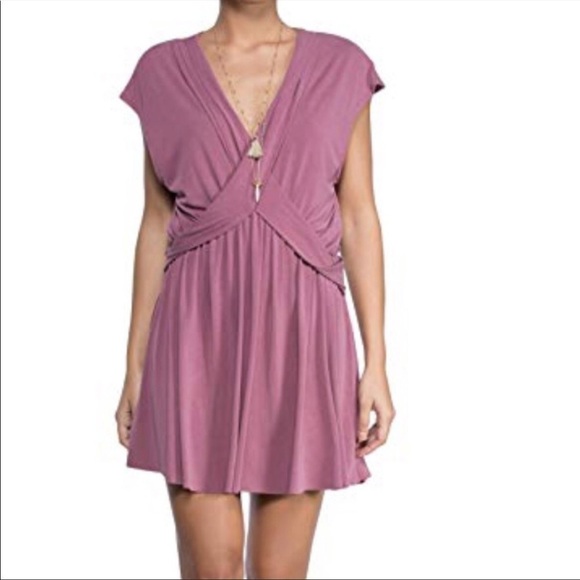 Free People Dresses & Skirts - Free People Criss Cross veck mulberry Cupro Dress